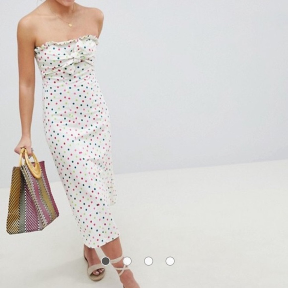 Strapless polka dot dress